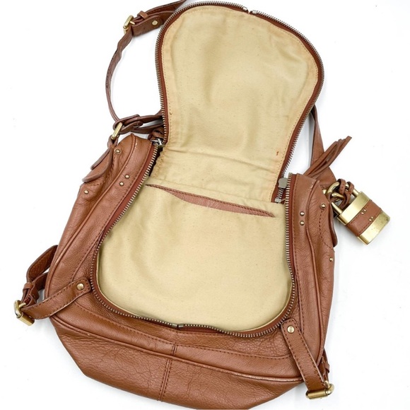 Chloe Brown Grained Leather Bag Tasseled Shoulder Crossbody Studded Cognac ๐ค๐ค - Picture 8 of 12